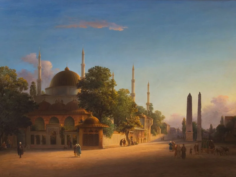 1802-Johann Martin Bernatz - La Moschea del Sultano Ahmed a Istanbul